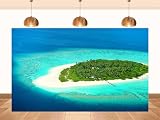 PEKRU 6x4ft Fabric Maldives Tropical Island Backdrop Beach Paradise Themed Background for Summer Party Decorations Poolside Tapestry Photo Shoot Studio Props