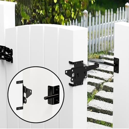 Image of Self-Locking Stainless Steel Gate Latch for Wooden Fence,Post Mount Automatic Gravity Door Latch Gate Hardware for Secure Pool /Yard /Garden /Vinyl Fence
