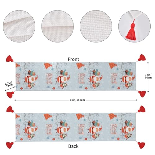 Chemin de table Père Noël et hiboux 35x152 cm antidérapant