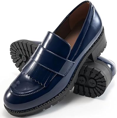 Ecetana Womens Loafers Platform Chunky Penny Lug Sole Comfort Slip on Casual Fashion Business Work S...