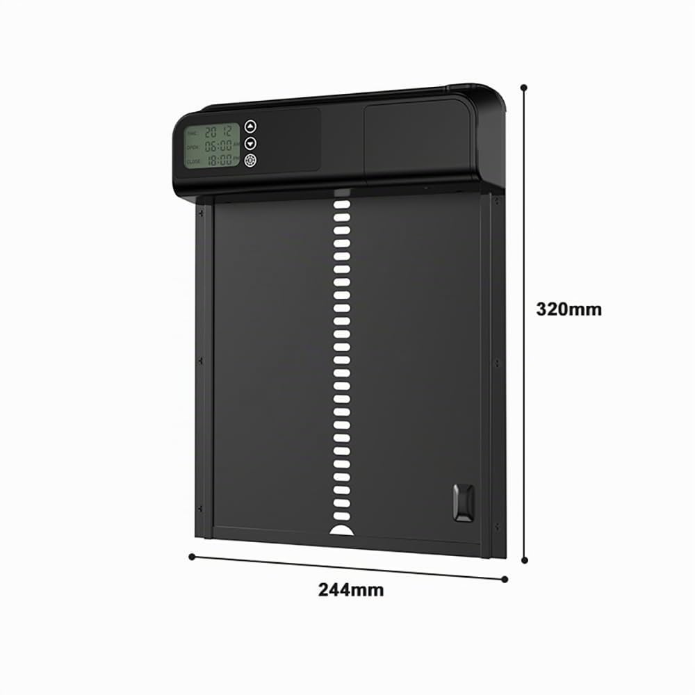 NEWFUN Porta Automatica Pollaio, Lega di Alluminio, Pollaio Automatico con Ampio Display Impermeabile, Protezione Intelligente Anti-schiacciamento, Adatto per l'allevamento sicuro dei Polli