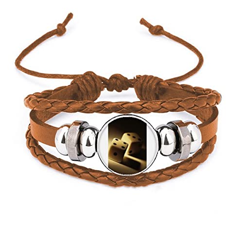 Bracelet en cuir motif de dés bijou ajustable style rock vintage