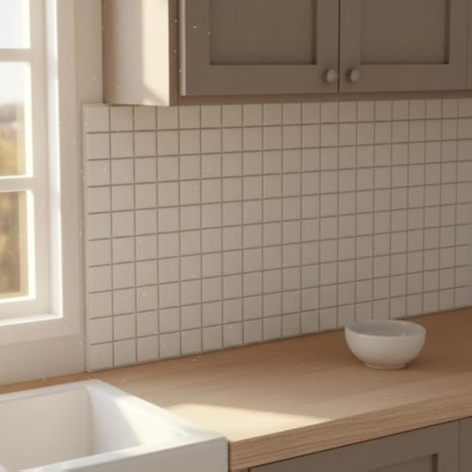 White 3D Mosaic Tile Sticker Raised Grid Flat Backing