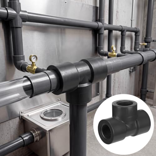 Image of 8 Pcs 1 /2'' PVC Pipe Fitting Compatible with 805 Series, Schedule 80 PVC Tee Fitting, Female Npt Threaded Tee, Heavy Duty Gray Pipe Connector for Industrial, Plumbing & Water Irrigation