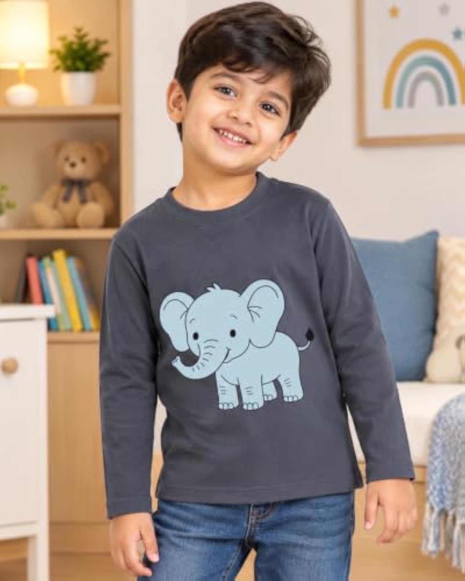 Regular Fit Cotton T-Shirts for Kids, Multi-Coloured