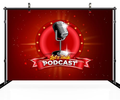 CHNYWORK 7x5ft Podcast Talk Show Backdrop Let's Talk Microphone Spotlight