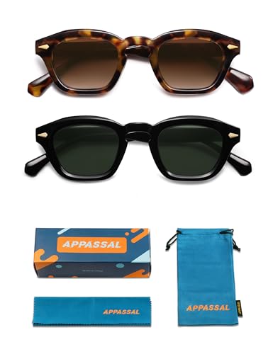 Image of Appassal Small Retro Square Sunglasses for Women Mens Rectangle Sunnies AP3680,Tortoise /Brown&Black /Green