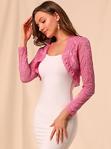 Image of Allegra K Women's Elegant Crop Cardigan Sheer Floral Lace Bolero Shrug Top