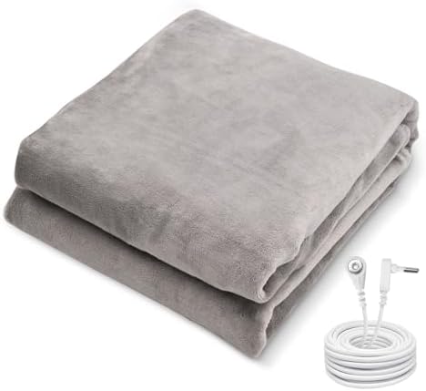 Grounding Blanket 40 * 60 Inch, Grounding Blankek with 10% Silver Fiber, Earth Connected Therapy for Better Sleep, Pain Relief, Helps Anxiety Relief, Gray