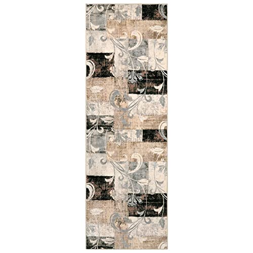 Lahome Modern Geometric Runner Rug, 2X6 Washable Kitchen Runner Rugs Non Slip Soft Low Profile Carpet Runner For Hallway Entryway Bedside Laundry Room Living Room, Brown #TOP1