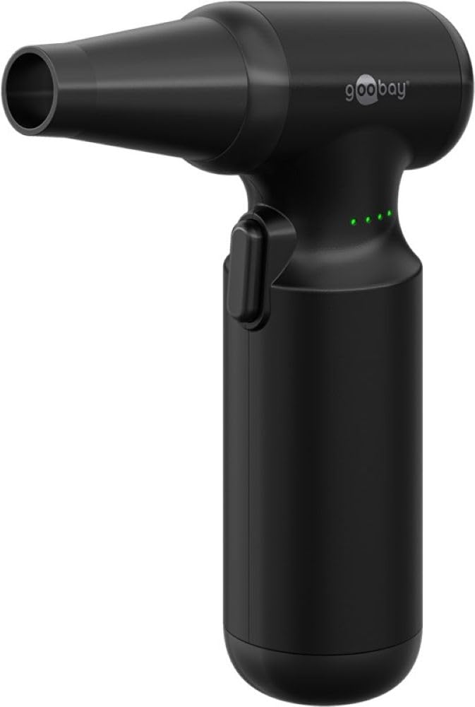 goobay soffiatore per polvere Advanced con 3 livelli, batteria da 6.000 mAh, 110.000 giri/min, fino a 80 minuti di autonomia, incl. 8 accessori per rimuovere la polvere da tastiere, PC, 77830