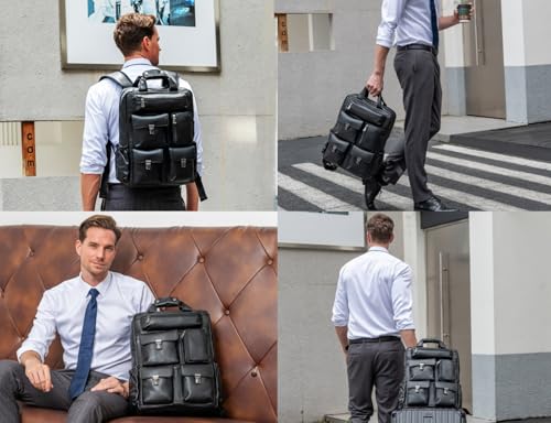 Image of Masa Kawa Leather 15.6 inch Laptop Backpack for Men Work Travel College Daypack