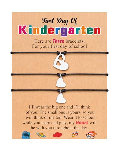 First Day of Kindergarten/Preschool Gift Back to School Bracelet Mommy and Me Matching Mother Daughter Bracelets Set for 3