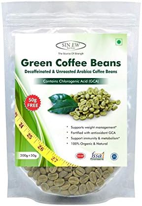 Sinew Nutrition Green Coffee Beans Decaffeinated & Unroasted Arabica Coffee -200Gm for Weight Management
