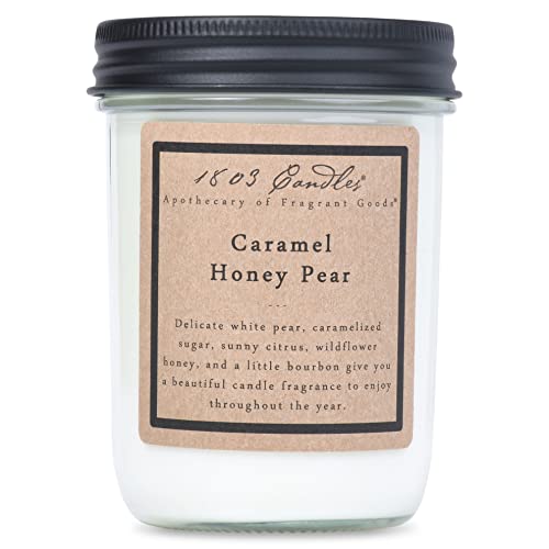 1803 Candles - 14 oz. Jar Soy Candles - Caramel Honey Pear