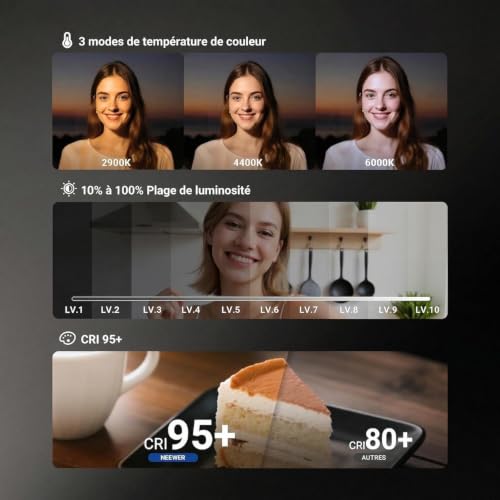 Trépied 63" avec Ring Light NEEWER 10 pouces bicolore et télécommande smartphone - 4