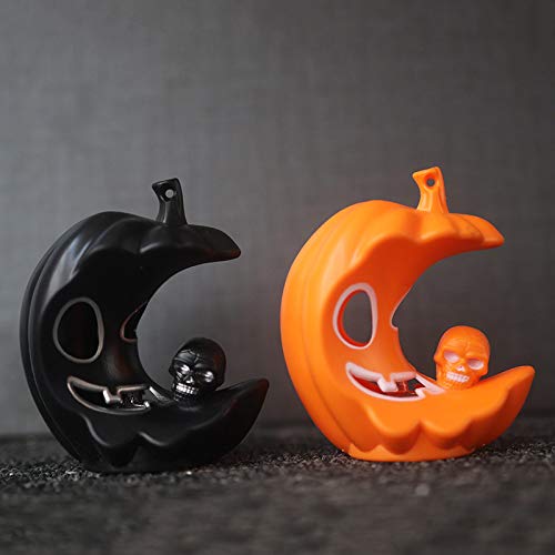 Lcreat Halloween Candle Light Ghost Festival Decoration Props Scary Skull Light Flameless Flickering Candles Operated Light Ghost Festival Decoration Candles Halloween Home Decoration (Orange+Black)