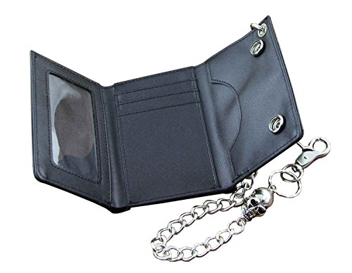 Mens Genuine Leather Motorcycle Trucker Biker Wallet With Skull Pants Chain Ws02 L91 #TOP2