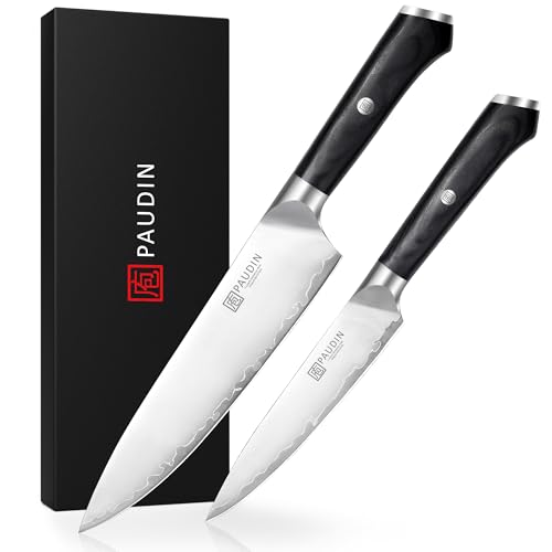 PAUDIN Messerset 2 teilig Küchenmesser Set Kochmesser 20 cm und Allzweckmesser 12,7 cm profi scharf aus hochwertigem Edelstahl mit ergonomischem...