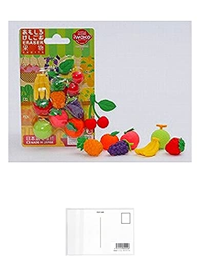 イワコー おもしろ消しゴム 果物 ER-BRI024 ブリスターパック21 + 画材屋ドットコム ポストカードA
