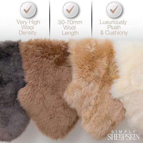 Simply Sheepskin Rug - Extra Large, Natural Single Genuine New Zealand Sheepskin - Ultra Soft Wool Bedside Rug, Machine Washable - Fluffy Sheepskin Throw - Perfect for Any Room - Image 6