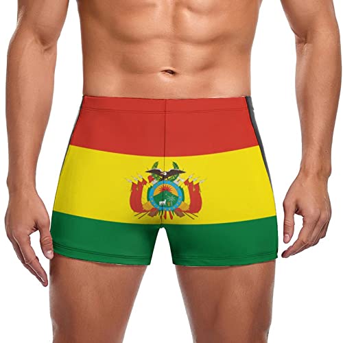 Men's Swimwear Bolivia Flag Briefs Swim Trunk Square Leg Boxer Board Shorts Swimsuit