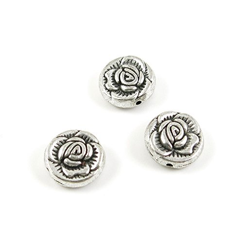 20 Pieces Wholesale Supplies Ancient Silver Fashion Jewelry Making Charms Findings W-13657 Rose Bead Pendant Craft DIY Vintage Alloys Necklace Bulk Supply Accessoires