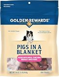 Golden Rewards Pigs in a Blanket Dog Treats, Made with Real Chicken Breast and Pork, No Added Sugar, Corn, or Soy, Perfect for Training or Rewarding Dogs 16 oz, Air-Dried Jerky,