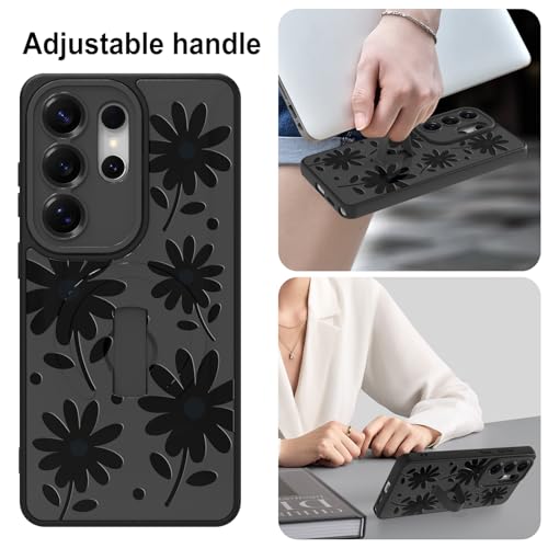 MOWIME Magnetic for Samsung Galaxy S26 Ultra Case with Finger Strap, Compatible with Magsafe, Daisy Floral Pattern Women Girls, Slim Shockproof Soft TPU Case for Galaxy S26 Ultra 6.9 Inch, Black by MOWIME - Used condition - Image 2