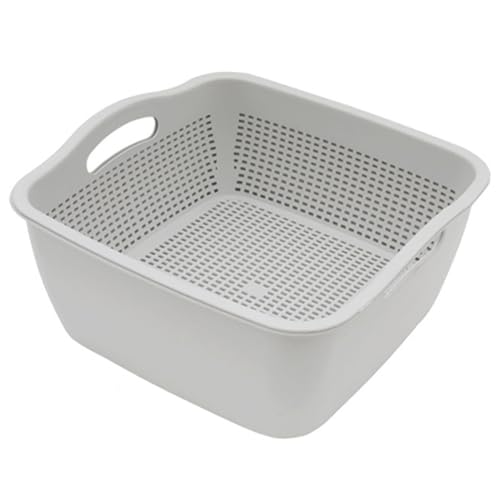 McLLinzo Kitchen Colander Drain Basin 2 in 1 Plastic Basket Strainer Bowl (grey), large, Gray