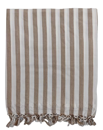 Image of Arvore Bunkaar Pure Handloom 100% Soft Desi Bamboo Viscose Soft Bhagalpuri Andi Chadar /Summer Blanket /Khes /Top Sheet /AC Blanket /Odhne wali Chadar (Brown White, Striped, 1, Bhagalpuri Chadar)