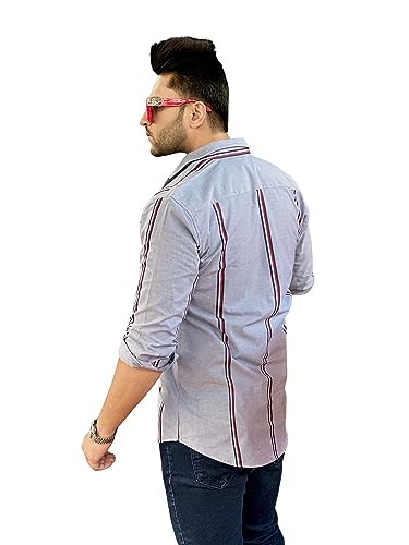 Image of GRITSTONES Men Full Sleeve Striped Cotton Shirt
