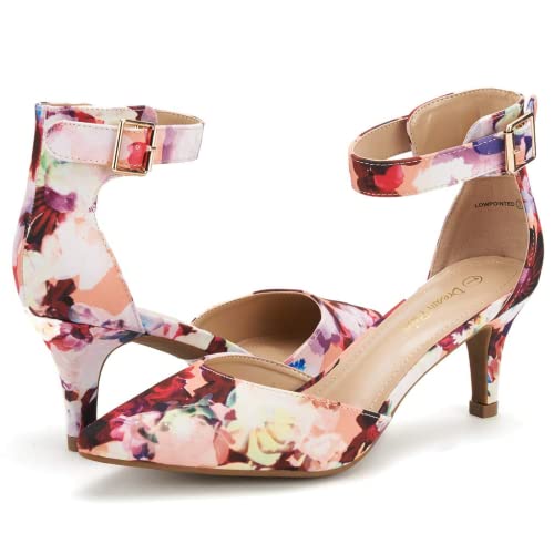 Dream Pairs Women's Lowpointed Floral Low Heel Dress Pump Shoes - 9 M Us #TOP1