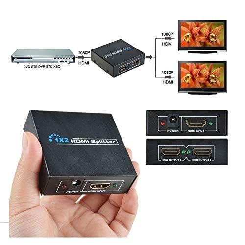 Image of 1x2 HDMI Splitter 2 Ports, HDMI Splitter 1 in 2 Out, Supports 3D 4K x 2K @30HZ Full HD 1080P, Support for TVs or Multi Monitor Adapter at Same Time.