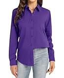 J.VER Women's Blouses & Shirts Long Sleeve Stretch Dress Shirt Regular Fit Business Work Office Casual Smart Fitted Wrinkle Free Blouse Lilac L