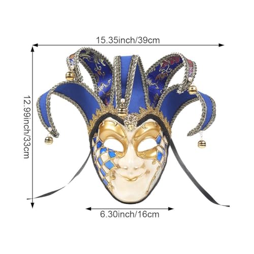 Masques de bouffon pour mascarade au design vénitien traditionnel soigné