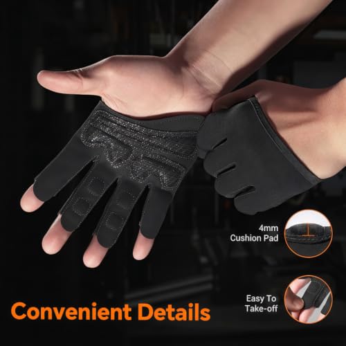 Image of PROBEROS Gym Gloves, Unisex Weight Lifting Gloves, 3 /4 Finger Workout Gloves with Finger Grip Gym, Full Palm Protection & Silicone Grip Gym for Weightlifting Exercise-L