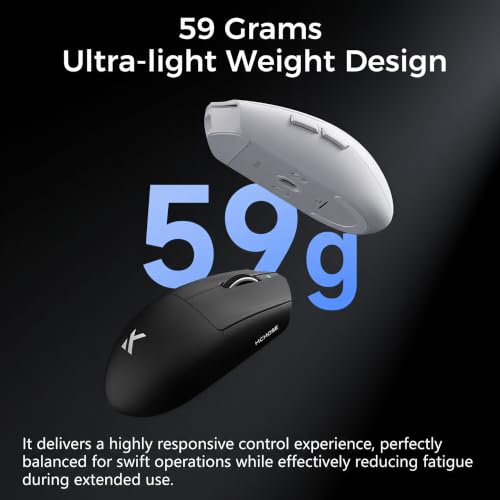 Image of MCHOSE G3 V2 Pro Wireless Gaming Mouse, Symmetrical, PAW3395, 26K DPI, Tri-Mode Connection, Wireless /Wired 1K Polling, 59g Weight, 800mAh Battery - Black
