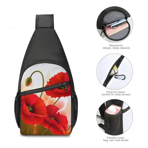 Poppy Flowers Vivid Petals Sling Bag mochila deportiva y casual miniatura 5