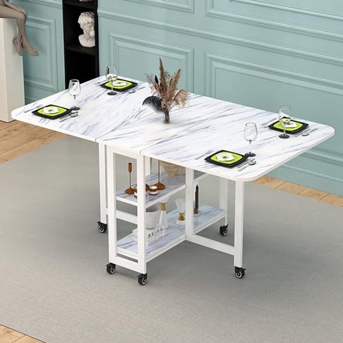 Mesa de comedor plegable para 4-6 personas con ruedas para apartamentos pequeños 2