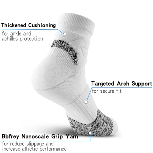 Thick Athletic Basketball Quarter Socks (3 Pairs) - Padded Running Socks with Ankle Protection and Max Cushion4