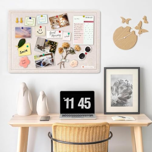 Image of Climberty Felt Bulletin Board 36x24 Inches, Self-Adhesive Vision Board with 50 Clear Push Pins for Photos, Notes, Planning, Office, Home & Classroom Decor (Light Camel)
