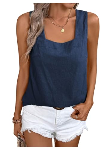 SweatyRocks Women's Sleeveless Casual Tank Top Square Neck Blouse Summer4