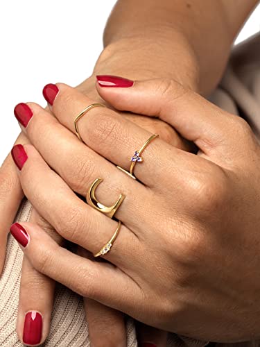 Miniatura 3 de SINGULARU - Anillo Personalizado Letter Signet. Macizo Ajustable. Latón con Acabado Baño de Oro de 18 Kt. Talla Unica. Joyas para Mujer. Letra A-Z