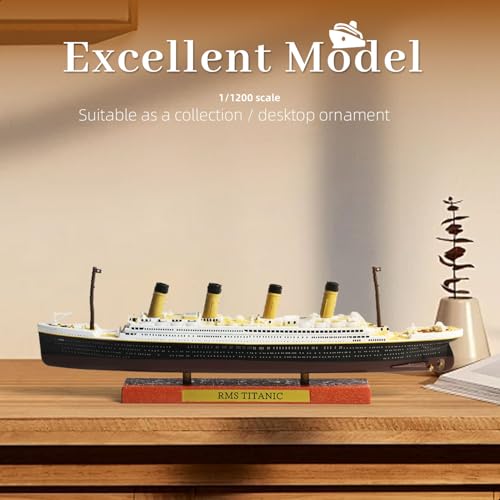 SEBUNAS 1/1250 RMS Titanic Cruise Ship Model Classic Alloy Metal Die-cast Boat Model Legendary British Cruise with Wooden Display Stand Suitable for Collection or Gift for Adults - Image 4