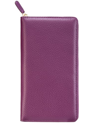 Ox Knight Zipper Leather Cover for Hobonichi Weeks/Weeks Mega - with Pen Loop Card Slots and Back Pocket (Purple)