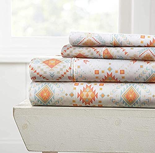 Linen Market Premium Aztec Dreams Pattern 4 Piece Bed Sheet Set, Queen, Coral #TOP16