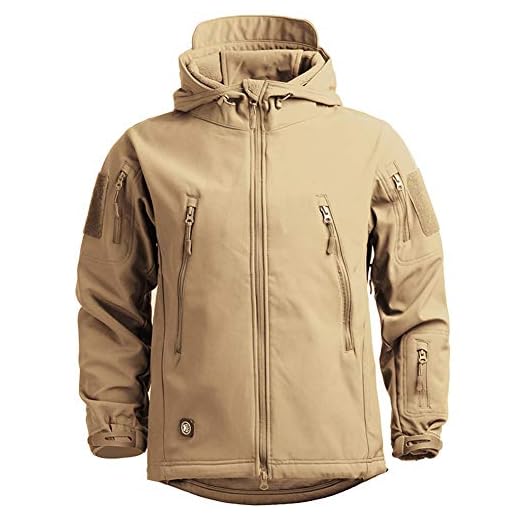 MakingDa Veste imperméable capuche style décontracté pour hommes veste avec doublure en polaire Softshell veste de course militaire idéale pour travail pêche chasse kaki L
