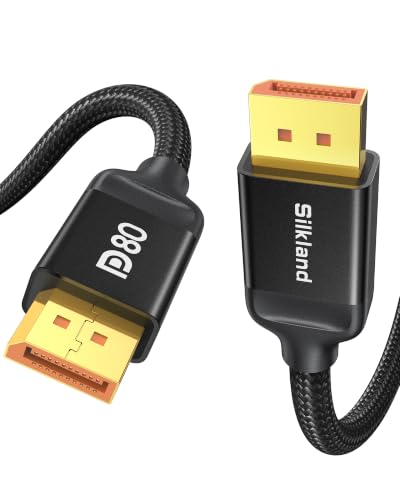 Image of Silkland 80Gbps DisplayPort Cable 2.1 16.5FT /5M, [16K@60Hz, 8K@240Hz, 4K@540Hz 360Hz] DP 2.1 Cable 16K, DP80 HDR DSC Display Port Cord Compatible DP 1.4 FreeSync G-Sync Gaming Monitor 5090 9700XT