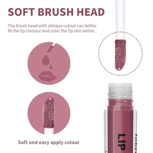 Image of 5 Pc Honey Butter Lip Stain Set, Tinted Lip Oil Gloss, Moisturizing Hydrating Plumper Liquid Lipstick Lip Blam for Women, Lightweight Lip Liner Effect, Vegan Brown Nude & Berry Mauve (#1 #4 #7 #8 #12)